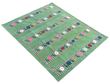 Modern Handmade Cotton Area Rug, Green And Red Flower Indian Dhurrie-6547