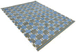 Modern Handmade Cotton Grey, Blue, Cream And Green Geometric Area Rug-6834