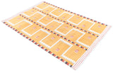 Modern Handmade Cotton Rug, 4x6 Mustard And Cream Geometric Rug-6776