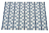 Modern Handmade Cotton Rug, 4x6 White And Blue Star And Dash Striped Rug-6846
