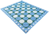 Modern Handmade Cotton Sky Blue And Green Geometric Swedish Star Rug-6813