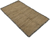 Modern Handwoven Natural Jute Kilim Rug with New Zealand Wool Border -8051