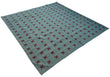 Modern Handmade Woolen Turquoise Blue And Burgundy Cross Pattern Rug-6804