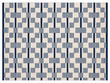Modern Handmade Cotton Rug, 4x6 White And Blue Star And Dash Striped Rug-6846