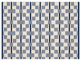 Modern Handmade Cotton Rug, 4x6 White And Blue Star And Dash Striped Rug-6846