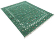 Modern Handmade Cotton Forest Green And White Shooting Star Rug-6814