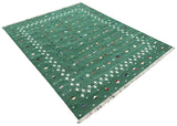 Modern Handmade Cotton Forest Green And White Shooting Star Rug-6814