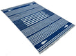 Modern Handmade Cotton Indigo Blue And White Striped Area Rug-6826