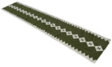 Modern Handmade New Zealand Wool Dark Olive Green And White Geometric Runner-6824