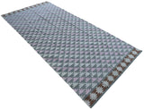 Modern Handmade Cotton Gray, Pink, Cream And Tan Geometric Area Rug-6832