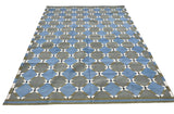 Modern Handmade Cotton Grey, Blue, Cream And Green Geometric Area Rug-6834