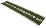 Modern Handmade New Zealand Wool Dark Olive Green And White Geometric Runner-6824