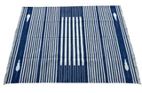 Modern Handmade Cotton Indigo Blue And White Striped Area Rug-6826