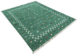 Modern Handmade Cotton Forest Green And White Shooting Star Rug-6814