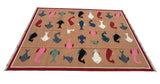 Modern Handmade Cotton Tan And Red Fish Patterned Area Rug-6840