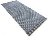Modern Handmade Cotton Gray, Pink, Cream And Tan Geometric Area Rug-6832