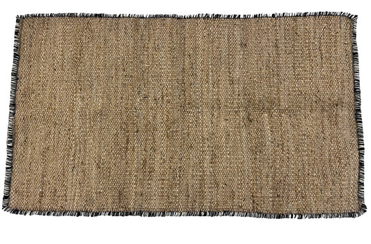 Modern Handwoven Natural Jute Kilim Rug with New Zealand Wool Border -8051