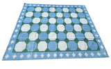Modern Handmade Cotton Sky Blue And Green Geometric Swedish Star Rug-6813