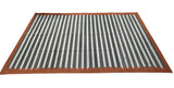 Modern Handmade Cotton Sky Blue, Gray And Terracotta Scalloped Striped Area Rug-6831