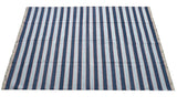 Modern Handmade Cotton Sky Blue And Orange Striped Area Rug-6830