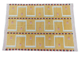 Modern Handmade Cotton Rug, 4x6 Mustard And Cream Geometric Rug-6776