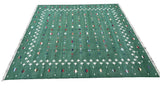 Modern Handmade Cotton Forest Green And White Shooting Star Rug-6814