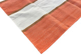 Modern Handmade Cotton Orange, Cream And Tan Striped Area Rug-6812