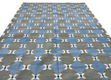 Modern Handmade Cotton Grey, Blue, Cream And Green Geometric Area Rug-6834