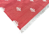 Modern Handmade Cotton Terracotta And White Tree Patterned Area Rug-6844