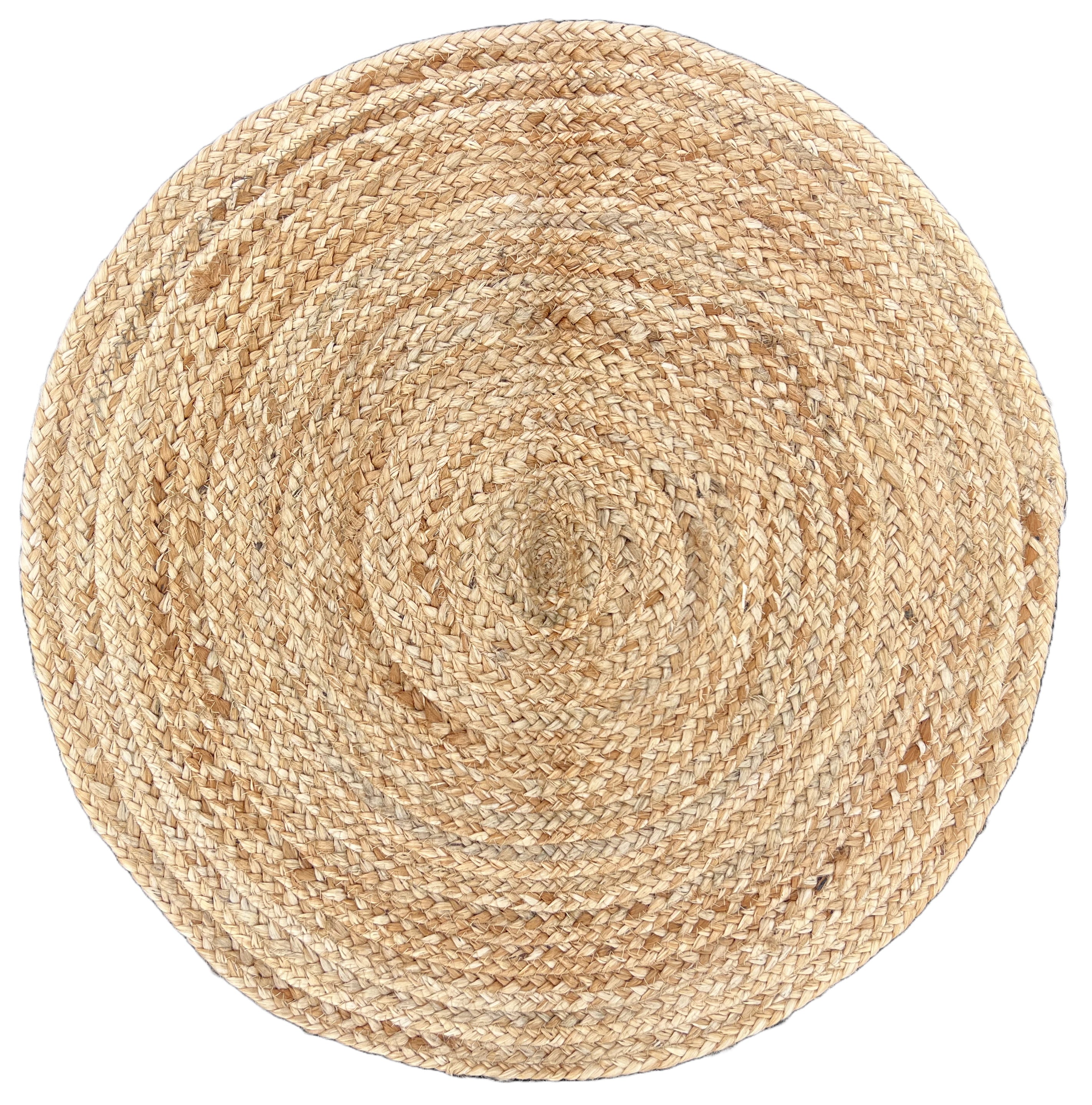 Modern Handmade Natural Jute Round Solid Rug Indian Dhurrie -8047