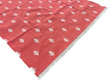 Modern Handmade Cotton Terracotta And White Tree Patterned Area Rug-6844