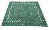 Modern Handmade Cotton Forest Green And White Shooting Star Rug-6814