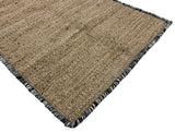 Modern Handwoven Natural Jute Kilim Rug with New Zealand Wool Border -8051