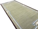 Modern Handmade Cotton Olive Green, Cream And Wine Color Fish Pattern Runner-6847