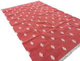 Modern Handmade Cotton Terracotta And White Tree Patterned Area Rug-6844