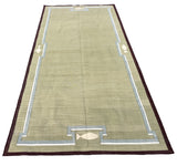 Modern Handmade Cotton Olive Green, Cream And Wine Color Fish Pattern Runner-6847