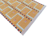 Modern Handmade Cotton Rug, 4x6 Mustard And Cream Geometric Rug-6776