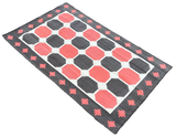 Modern Handmade Cotton Coral And Brown Geometric Tile Star Rug-6535