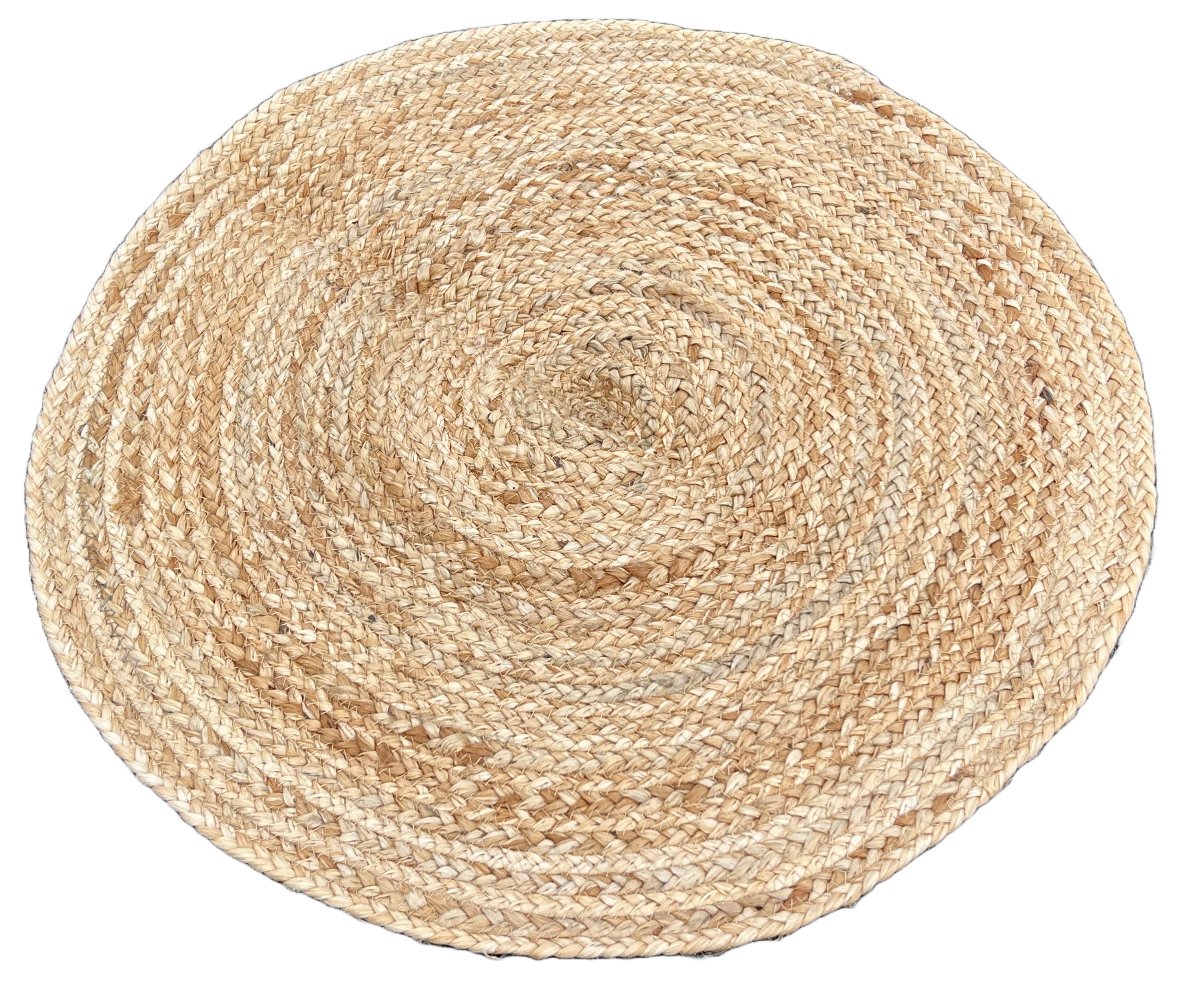 Modern Handmade Natural Jute Round Solid Rug Indian Dhurrie -8047