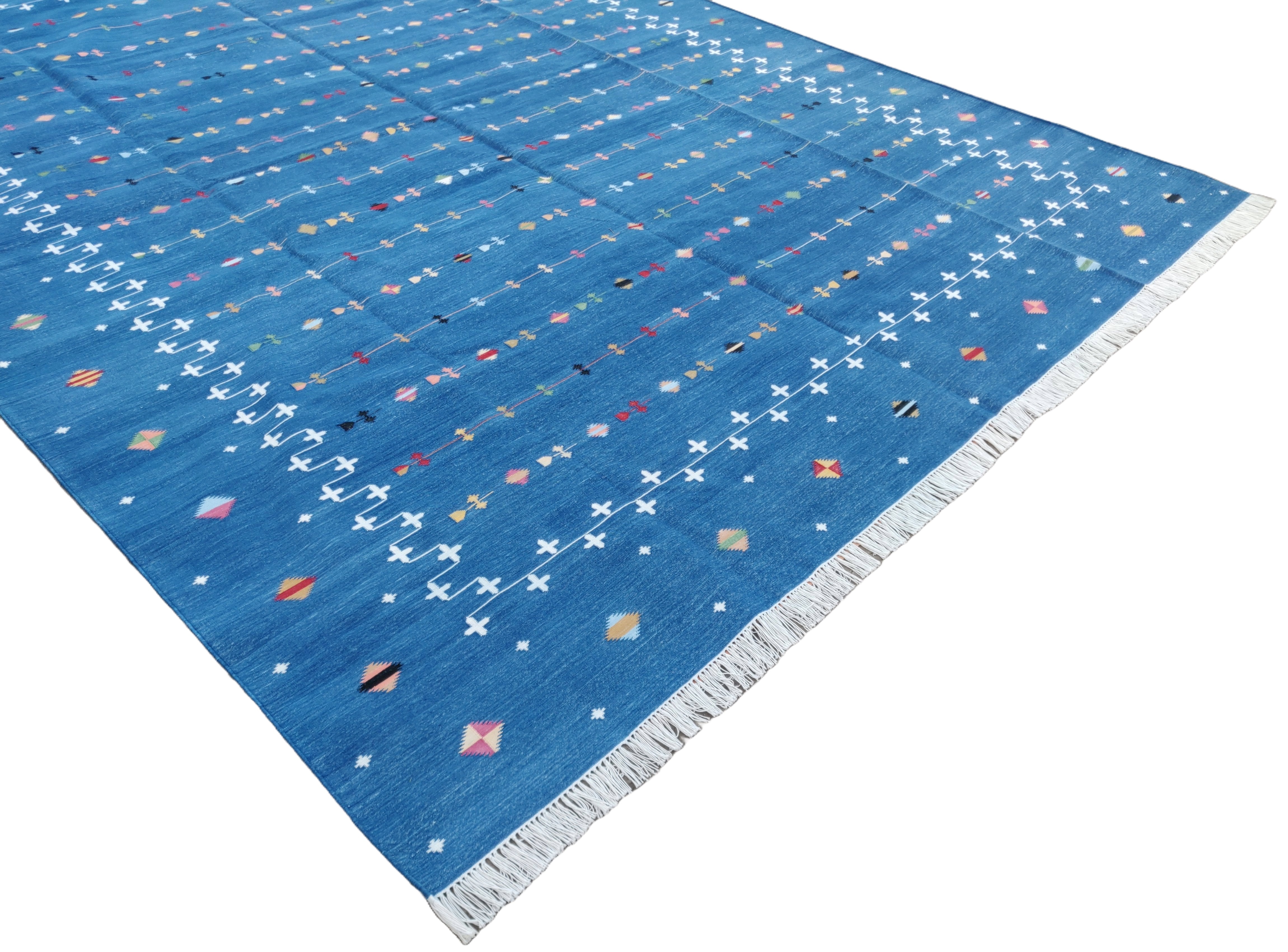 Made Star Rug Modern Handmade Cotton Indigo Blue And White Shooting Star Rug-6198 ...
