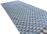 Modern Handmade Cotton Gray, Pink, Cream And Tan Geometric Area Rug-6832
