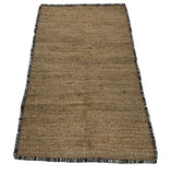 Modern Handwoven Natural Jute Kilim Rug with New Zealand Wool Border -8051
