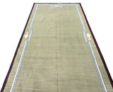 Modern Handmade Cotton Olive Green, Cream And Wine Color Fish Pattern Runner-6847
