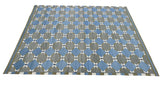 Modern Handmade Cotton Grey, Blue, Cream And Green Geometric Area Rug-6834
