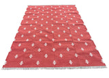 Modern Handmade Cotton Terracotta And White Tree Patterned Area Rug-6844