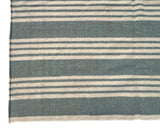 Modern Handmade Woolen Greyish Blue And White Striped Rug-6836