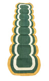 Modern Handmade Cotton Rug, 2x8 Green And Mustard Dhurrie Runner -9668