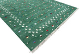 Modern Handmade Cotton Forest Green And White Shooting Star Rug-6814
