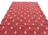 Modern Handmade Cotton Terracotta And White Tree Patterned Area Rug-6844