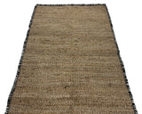 Modern Handwoven Natural Jute Kilim Rug with New Zealand Wool Border -8051